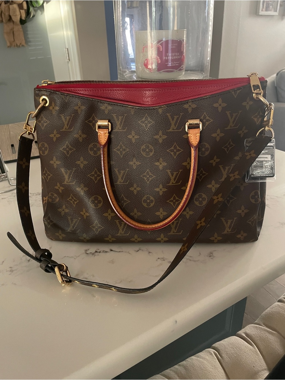 Louis Vuitton Pallas in Monogram Canvas with Aurore interior MM